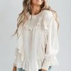 Piper & Scoot The Pradera Ruffle Blouse In Cream Tops