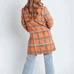 Piper & Scoot The Solis Plaid Patterned Jacket In Coral