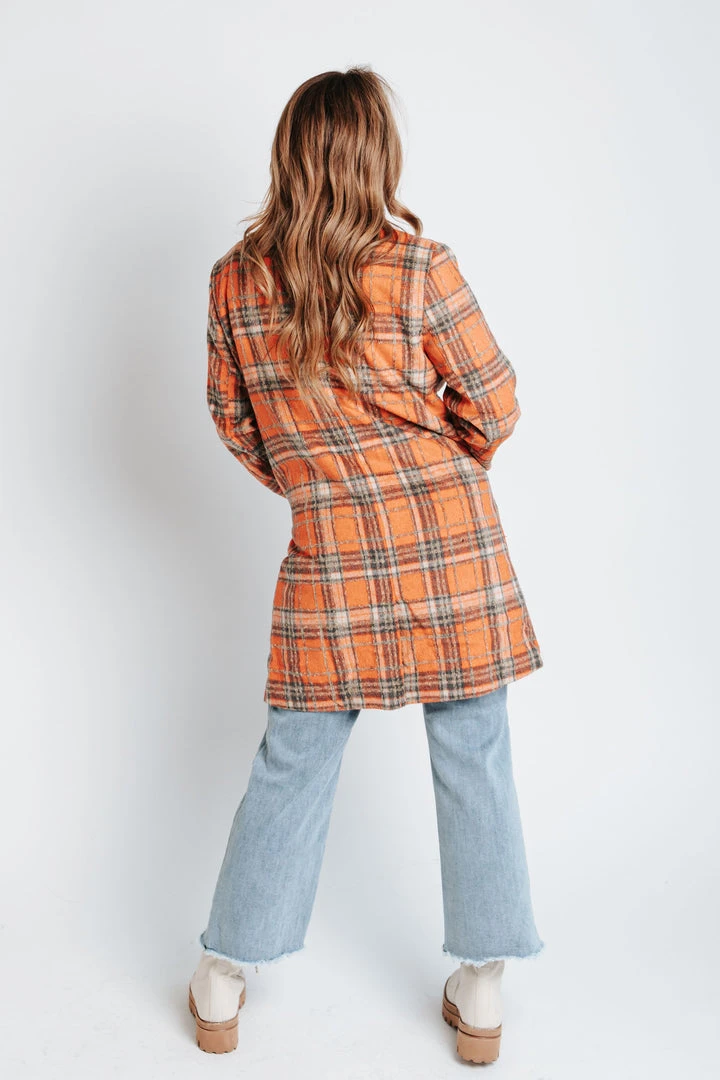 Piper & Scoot The Solis Plaid Patterned Jacket In Coral