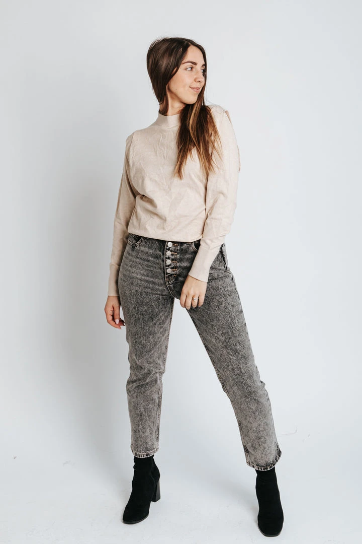 Piper & Scoot The Kaia Mock Neck Sweater In Oatmeal Tops