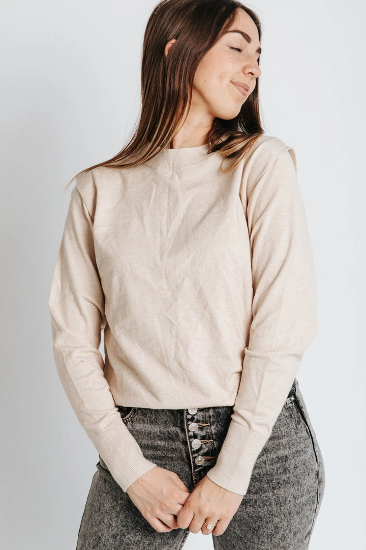 Piper & Scoot The Kaia Mock Neck Sweater In Oatmeal Tops