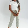 Piper & Scoot The Knox Tie Belt Linen Pants In Olive