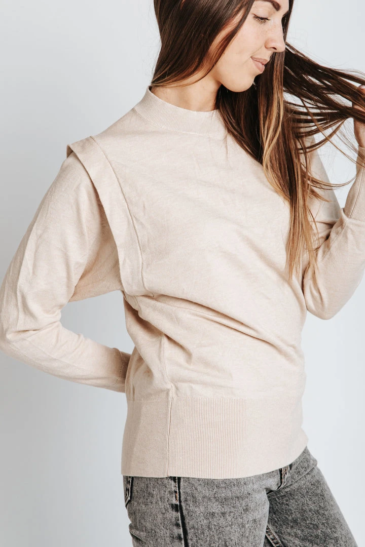 Piper & Scoot The Kaia Mock Neck Sweater In Oatmeal Tops