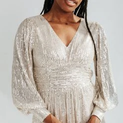 Piper & Scoot Dresses The Sheffield Sequin Maxi Dress In Silver