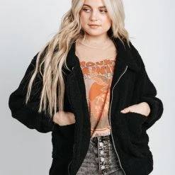 Piper & Scoot The Breckenridge Sherpa Jacket In Black