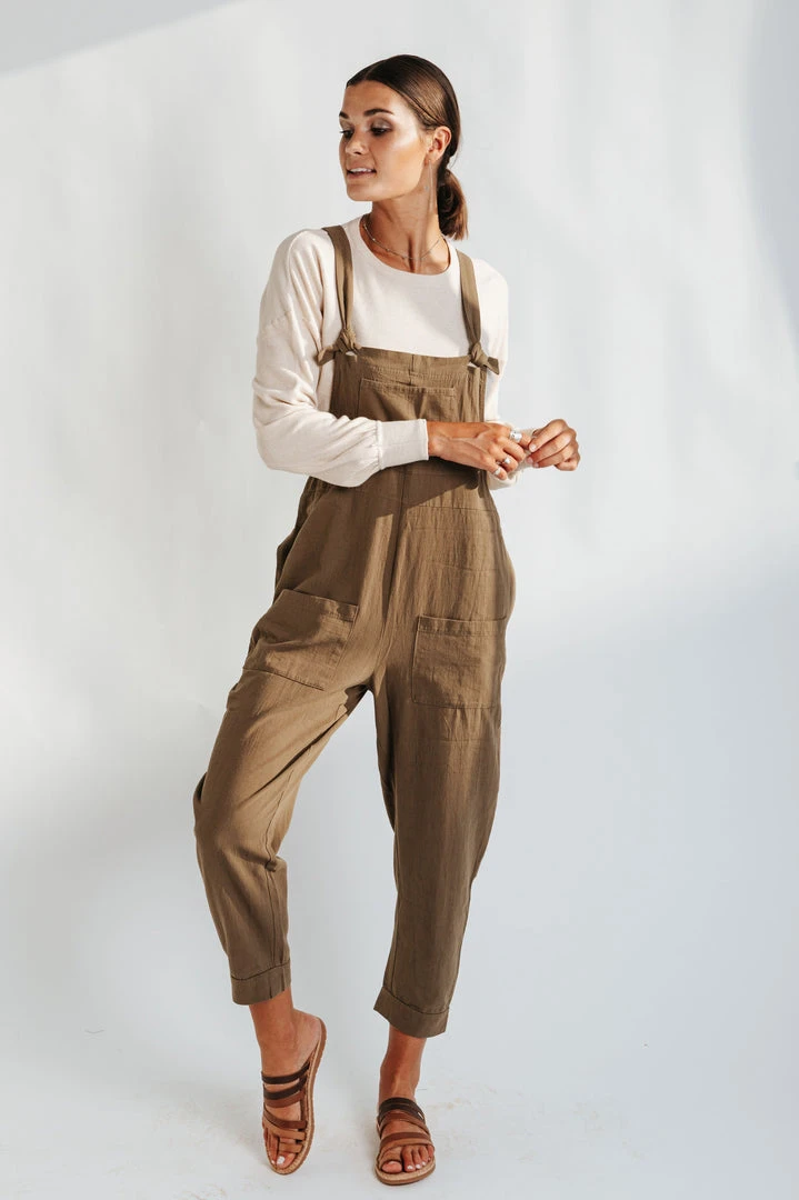 Piper & Scoot: The Truman Pocket Overalls In Olive