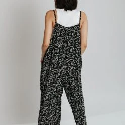 Piper & Scoot The Lindy Printed Cami Overall In Black Bottoms + Jumpsuits