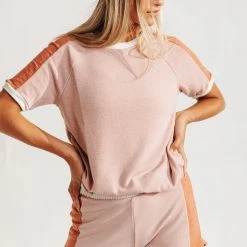 Piper & Scoot The Queens Color Block Shorts In Rose