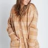 Piper & Scoot The Tahzjuan Plaid Detail Cardigan In Camel