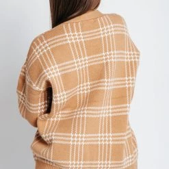 Piper & Scoot The Tahzjuan Plaid Detail Cardigan In Camel