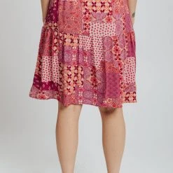 Piper & Scoot: The San Lucas Patchwork Skirt In Fuchsia Bottoms + Jumpsuits