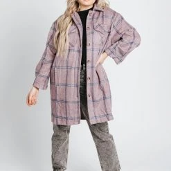 Piper & Scoot Tops The Stroma Plaid Jacket In Purple