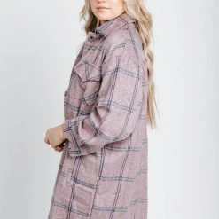 Piper & Scoot Tops The Stroma Plaid Jacket In Purple