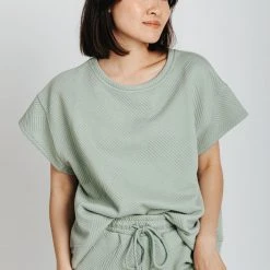 Piper & Scoot The Lenny Textured Top In Mint