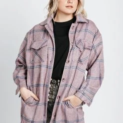 Piper & Scoot Tops The Stroma Plaid Jacket In Purple