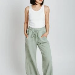 Piper & Scoot The Ronnie Textured Wide Leg Pant In Mint Bottoms + Jumpsuits