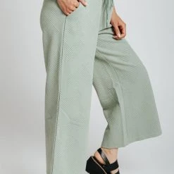 Piper & Scoot The Ronnie Textured Wide Leg Pant In Mint Bottoms + Jumpsuits