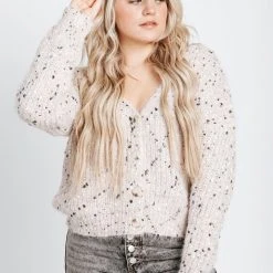 Piper & Scoot The Patricia Speckled Cardigan In Blush Tops