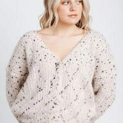 Piper & Scoot The Patricia Speckled Cardigan In Blush Tops