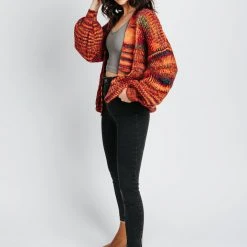 Piper & Scoot The Stokes Multi Cardigan W/ Tie In Red Tops