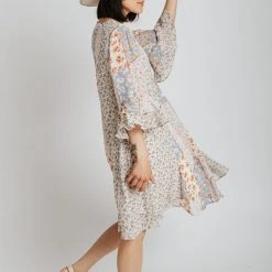 Piper & Scoot The Melanie Mixed Patterned Dress In Blue