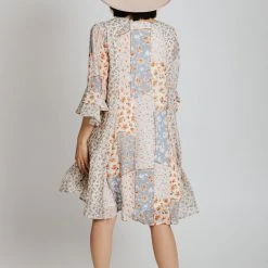 Piper & Scoot The Melanie Mixed Patterned Dress In Blue