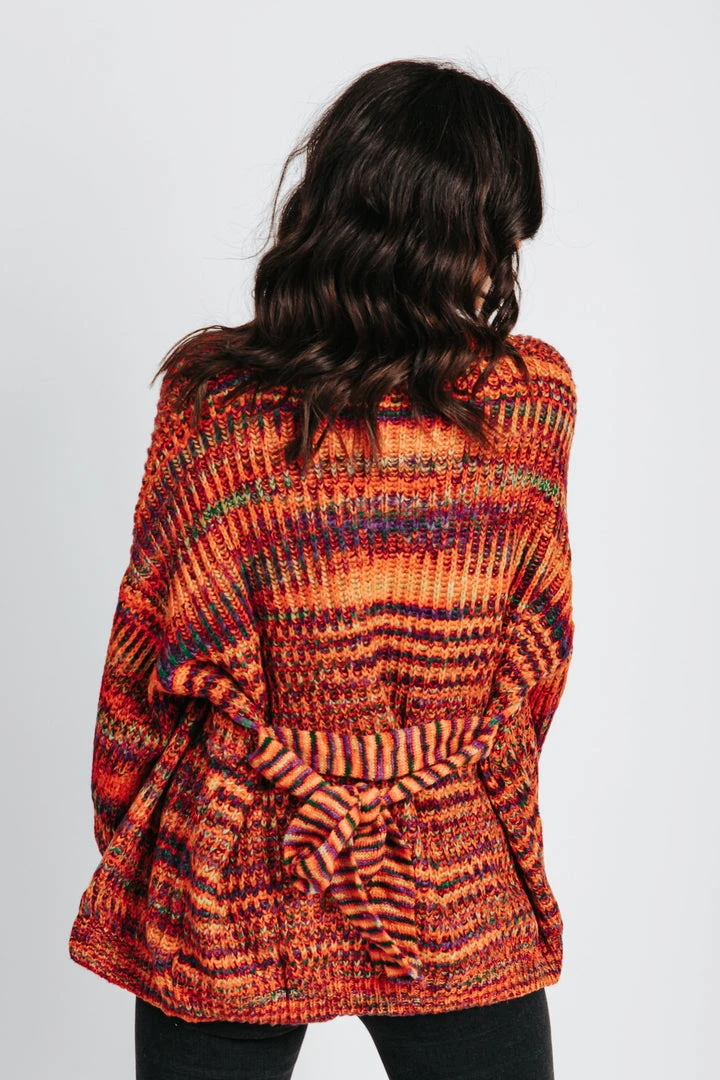 Piper & Scoot The Stokes Multi Cardigan W/ Tie In Red Tops