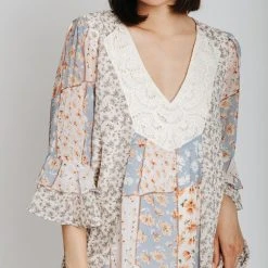 Piper & Scoot The Melanie Mixed Patterned Dress In Blue