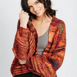 Piper & Scoot The Stokes Multi Cardigan W/ Tie In Red Tops