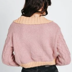 Piper & Scoot Tops The Pompeo Cable Knit Cardigan In Lilac