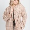 Piper & Scoot The Bridgerton Houndstooth Shacket In Pink + Brown Tops