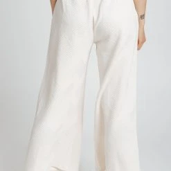 Piper & Scoot The Ronnie Textured Wide Leg Pant In Cream Bottoms + Jumpsuits
