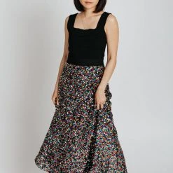 Piper & Scoot The Rhodes Sequin Maxi Skirt In Rainbow Multi Bottoms + Jumpsuits