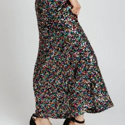 Piper & Scoot The Rhodes Sequin Maxi Skirt In Rainbow Multi Bottoms + Jumpsuits