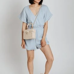 Piper & Scoot The Trenton Wrap Romper In Periwinkle