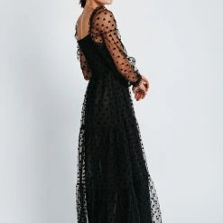 Piper & Scoot The Easton Dot Detail Dress In Black Dresses