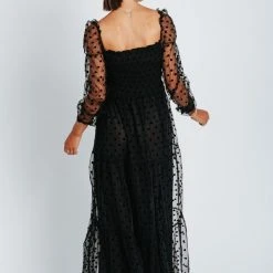 Piper & Scoot The Easton Dot Detail Dress In Black Dresses