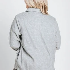 Piper & Scoot The Kirby Shacket In Heather Grey Tops