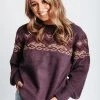 Piper & Scoot Tops The Noah Patterned Puff Sleeve Sweater In Purple