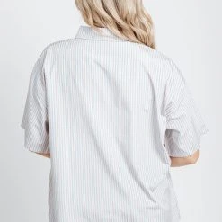 Piper & Scoot The Kingston Striped Button Up Blouse In Pink