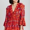 Piper & Scoot Tops The Bainbridge Babydoll Blouse In Scarlet