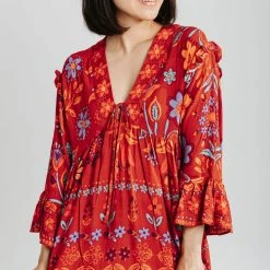 Piper & Scoot Tops The Bainbridge Babydoll Blouse In Scarlet