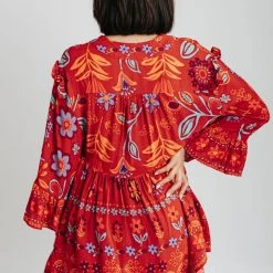 Piper & Scoot Tops The Bainbridge Babydoll Blouse In Scarlet