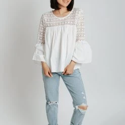 Piper & Scoot The Pixton Lace Detail Blouse In White