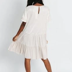 Piper & Scoot Dresses The Arabella Shimmer Tiered Dress In Cream