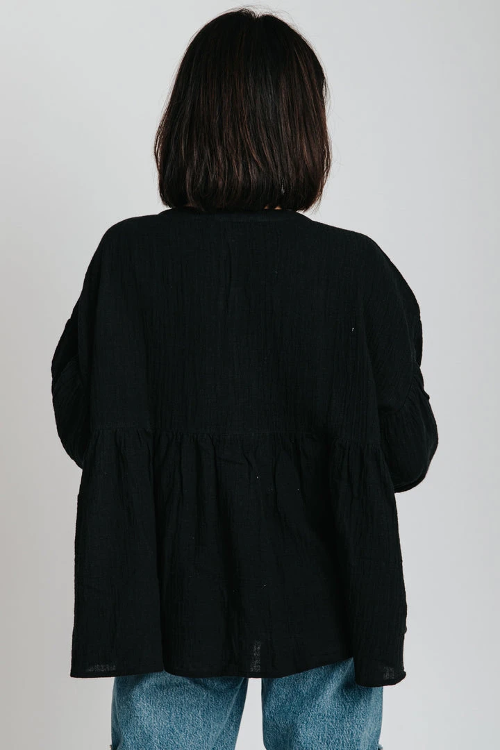 Piper & Scoot The Kenna Embroidered Blouse In Black