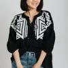 Piper & Scoot The Kenna Embroidered Blouse In Black