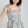 Piper & Scoot The Cindy Polkadot Tank Top In White + Black