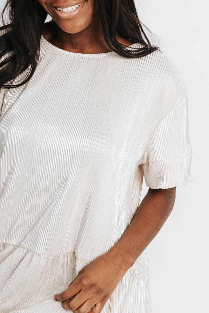 Piper & Scoot Dresses The Arabella Shimmer Tiered Dress In Cream