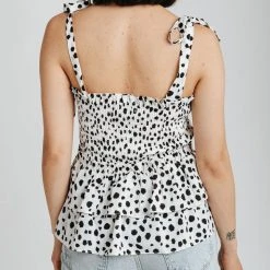 Piper & Scoot The Cindy Polkadot Tank Top In White + Black